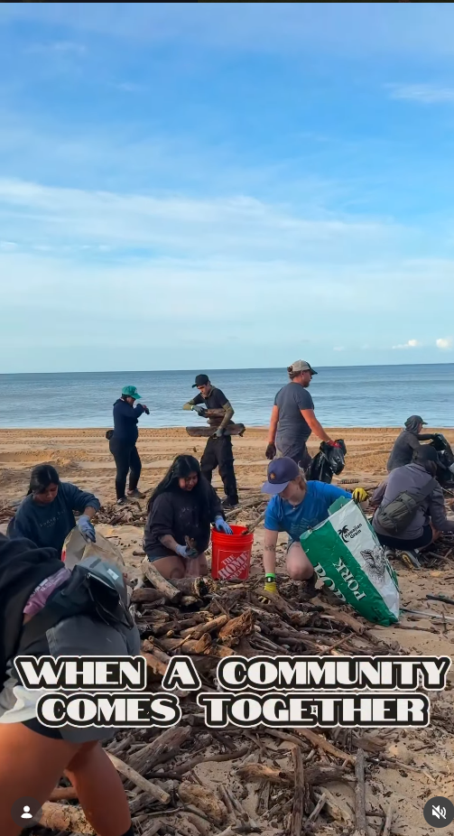 When a community comes together — beach cleanup on the west side.